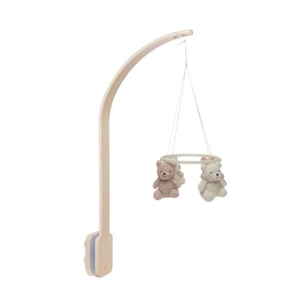 Pack support mobile bébé bois + mobile d’éveil bébé Teddy Bear Wild Rose et Naturel
