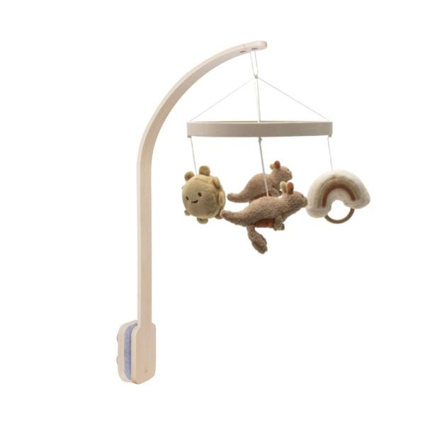 Pack support mobile bébé bois + mobile d’éveil bébé Kangaroots