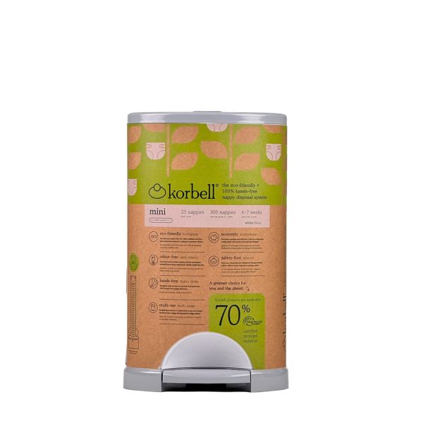 Pack poubelle à couches 9L blanche + 4 recharges anti-odeurs