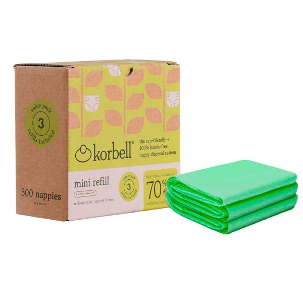 Pack poubelle à couches 9L blanche + 4 recharges anti-odeurs