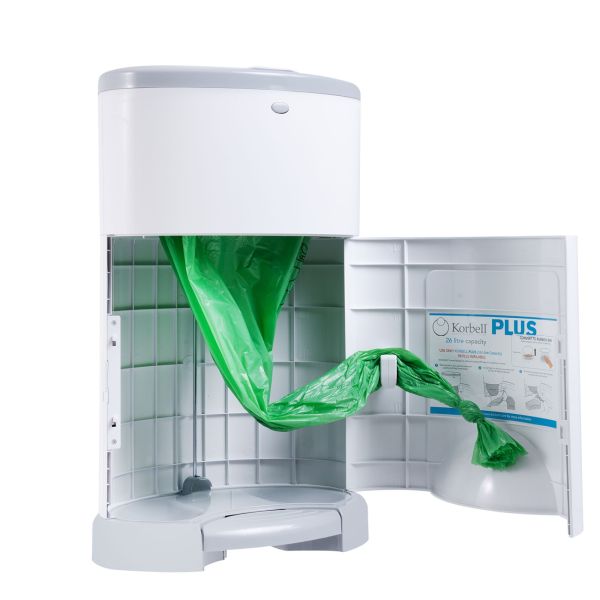 Pack poubelle à couches 26L blanche + 4 recharges anti-odeurs