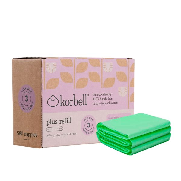 Pack poubelle à couches 26L blanche + 4 recharges anti-odeurs