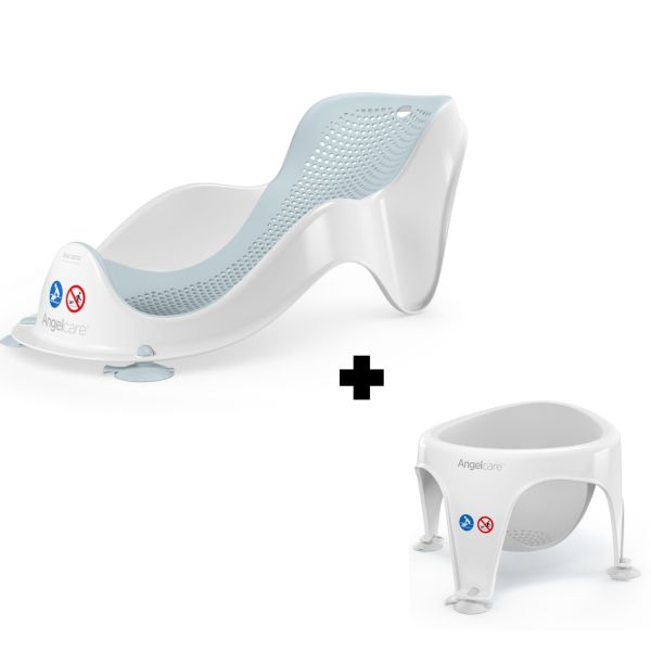 Transat de bain Fit bleu et anneau de bain gris