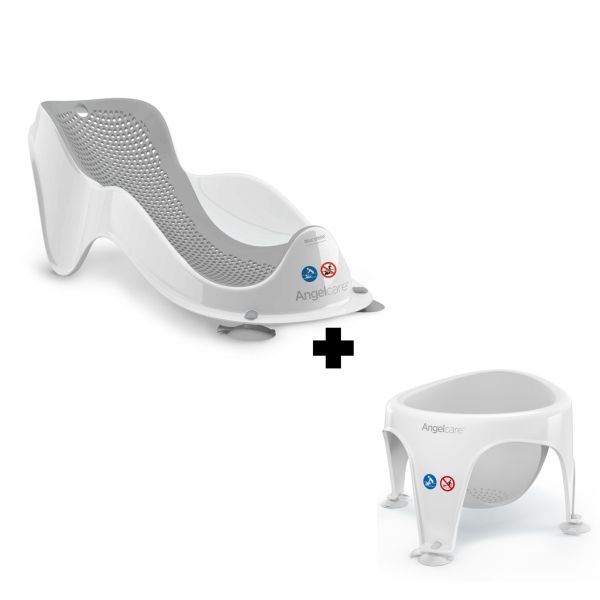 Transat de bain Fit gris et anneau de bain gris