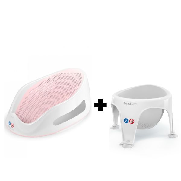 Transat de bain rose et anneau de bain gris