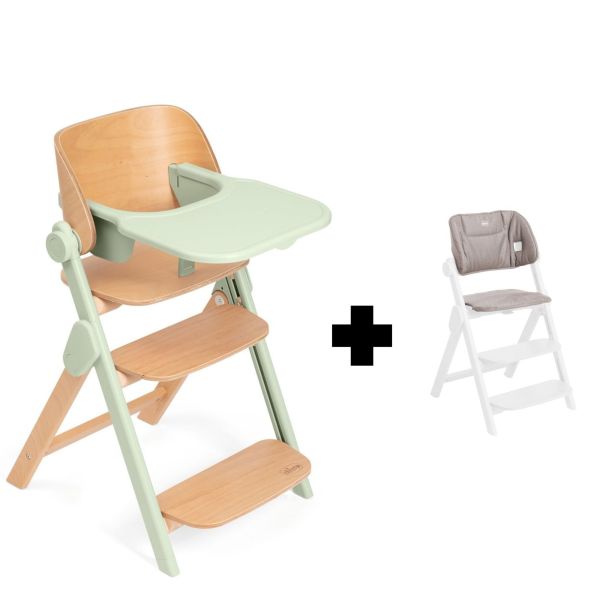Chaise haute Meraviglia Olive + Coussin de siège Meraviglia sandshell