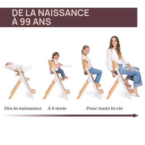 Chaise haute Meraviglia Fossil + Coussin de siège Meraviglia sandshell