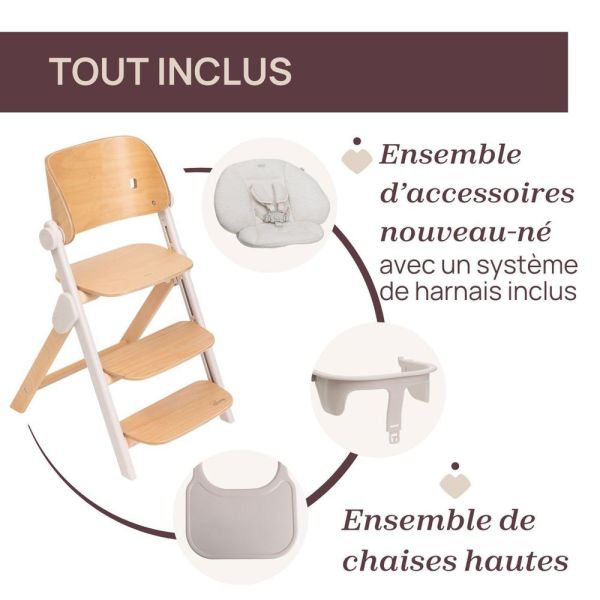 Chaise haute Meraviglia Fossil + Coussin de siège Meraviglia sandshell