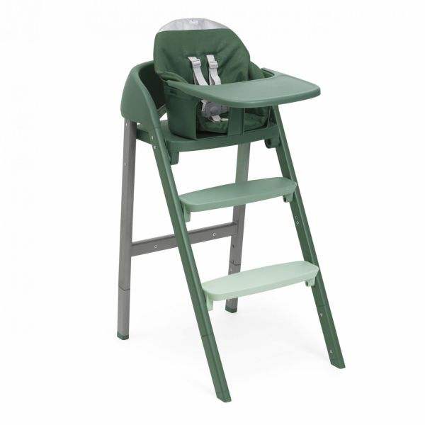 Chaise haute Crescendo Up imperial green re_lux + Kit tour d'observation Crescendo Up grey
