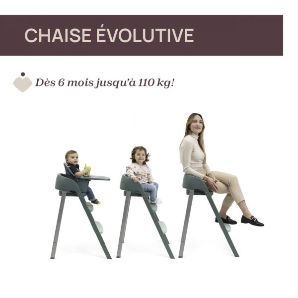 Chaise haute Crescendo Up imperial green re_lux + Kit tour d'observation Crescendo Up grey