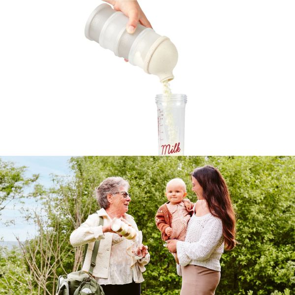 Pack chauffe biberon nomade Moov and Feed Beige + boîte doseuse Babydose