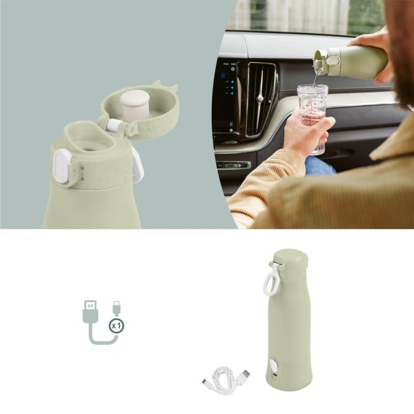 Pack chauffe biberon nomade Moov and Feed Vert Sauge + boîte doseuse Babydose