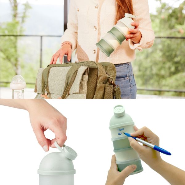 Pack chauffe biberon nomade Moov and Feed Vert Sauge + boîte doseuse Babydose