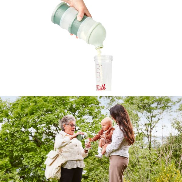 Pack chauffe biberon nomade Moov and Feed Vert Sauge + boîte doseuse Babydose