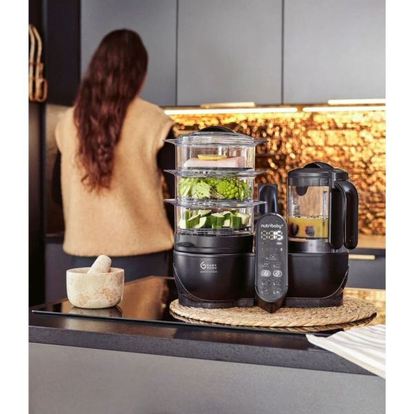 Pack robot cuiseur multifonctions Nutribaby+ XL Mineral Black et 6 babybols 180 ml