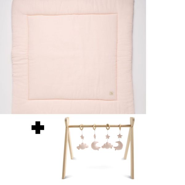 Tapis de parc et arche d'éveil avec jouets uni pétale