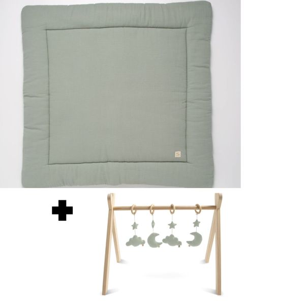 Tapis de parc et arche d'éveil avec jouets Sauge
