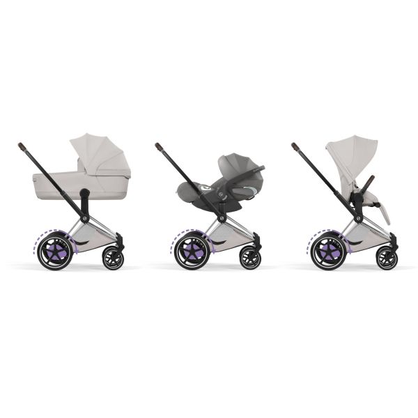 Poussette électrique e-Priam 3 City Grey châssis Chrome