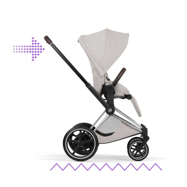 Poussette électrique e-Priam 3 City Grey châssis Chrome