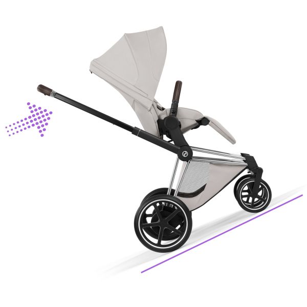 Poussette électrique e-Priam 3 City Grey châssis Chrome