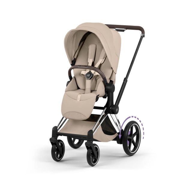 Poussette électrique e-Priam 3 Cozy Beige châssis Chrome