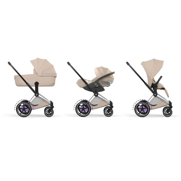 Poussette électrique e-Priam 3 Cozy Beige châssis Chrome