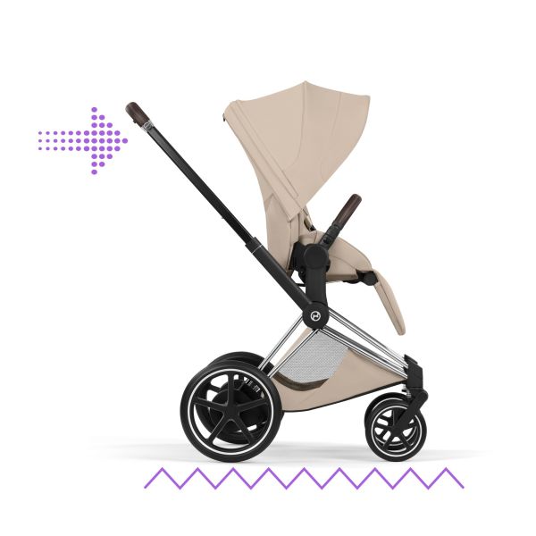 Poussette électrique e-Priam 3 Cozy Beige châssis Chrome