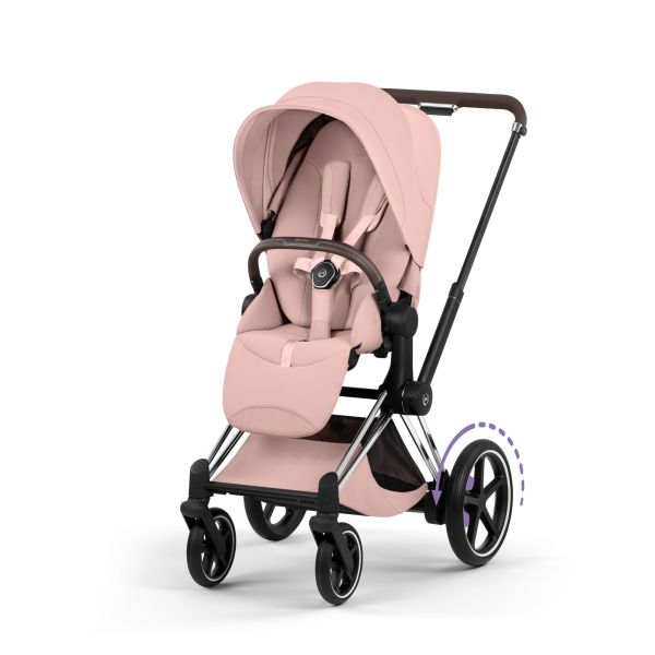 Poussette électrique e-Priam 3 Peach Pink châssis Chrome