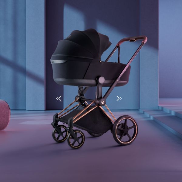 Poussette électrique e-Priam 3 Peach Pink châssis Chrome