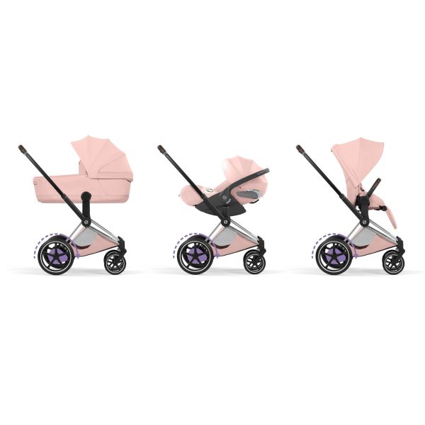 Poussette électrique e-Priam 3 Peach Pink châssis Chrome
