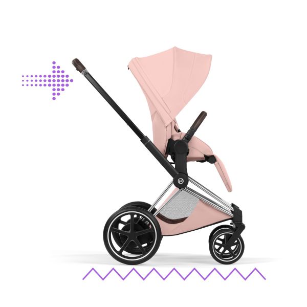 Poussette électrique e-Priam 3 Peach Pink châssis Chrome