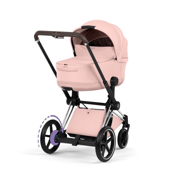 Poussette électrique e-Priam 3 Peach Pink châssis Chrome