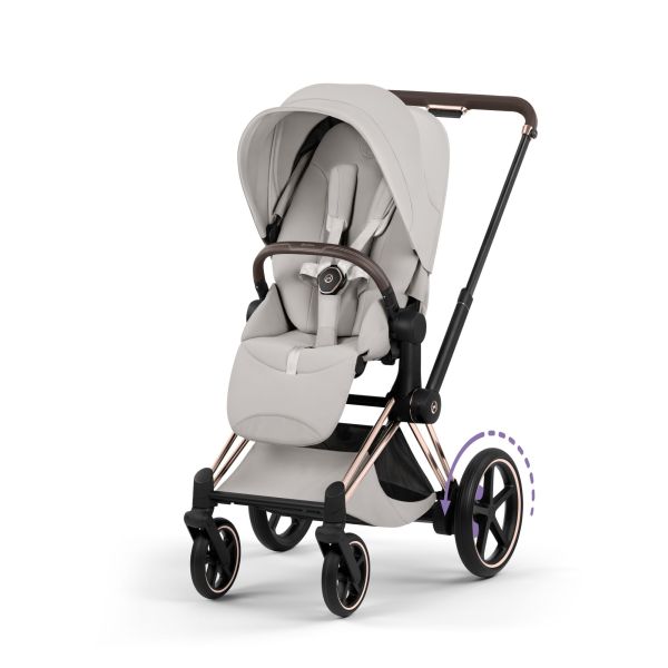 Poussette électrique e-Priam 3 City Grey châssis Rosegold