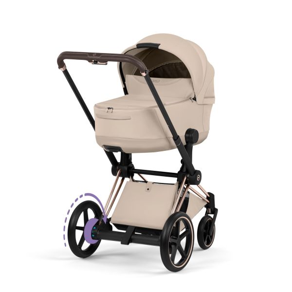 Poussette électrique e-Priam 3 Cozy Beige châssis Rosegold