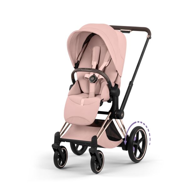 Poussette électrique e-Priam 3 Peach Pink châssis Rosegold