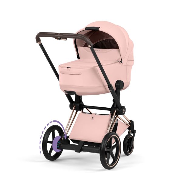 Poussette électrique e-Priam 3 Peach Pink châssis Rosegold