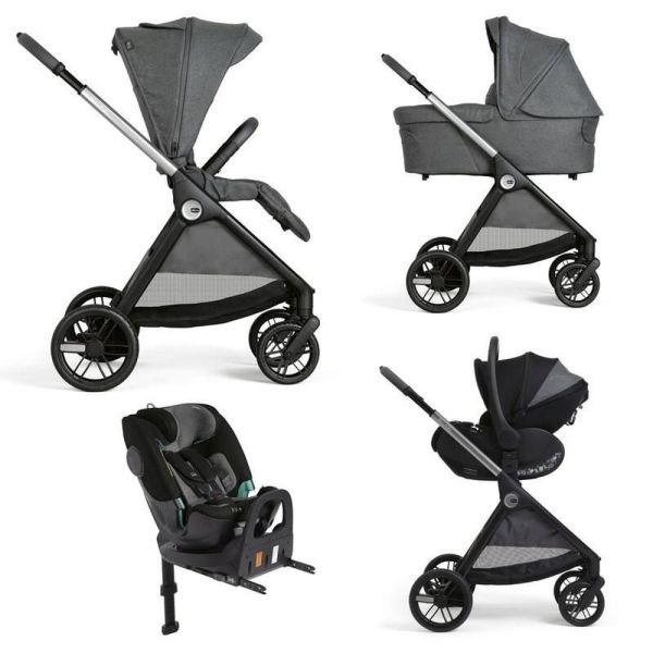 Poussette Trio Bellagio 2 + First Seat Recline + Nacelle Flexi + Fullseat 360 avec base Black Satin