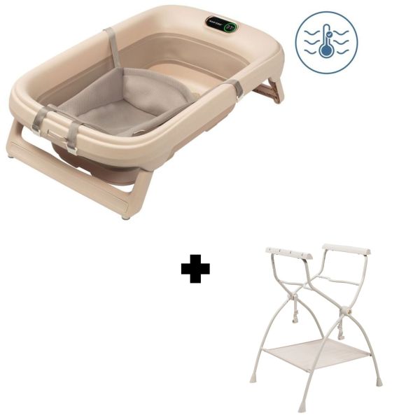 Baignoire Indigo Plus + Insert nouveau-né Muted Terra + Support de baignoire
