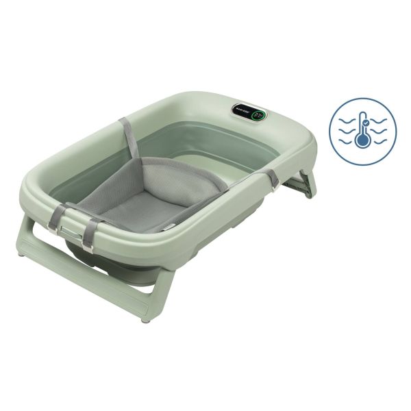 Baignoire Indigo Plus + Insert nouveau-né Sage Green + Support de baignoire