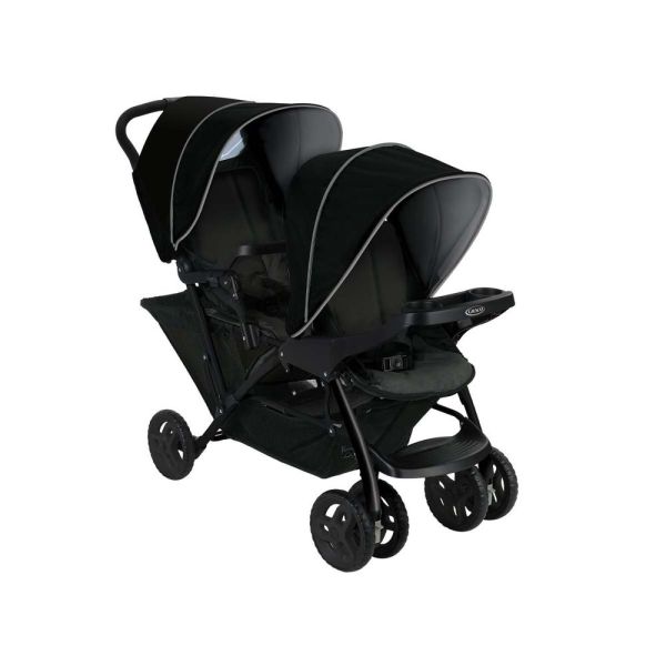 Poussette duo Stadium double Black grey + 2 sièges auto SnugEssentials Midnight