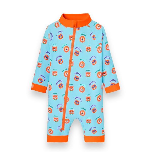 Combinaison bébé short anti-UV animal bleu UPF50+