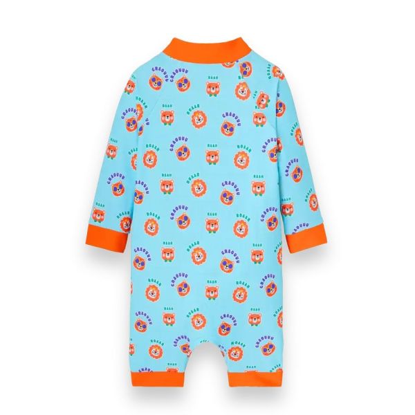 Combinaison bébé short anti-UV animal bleu UPF50+