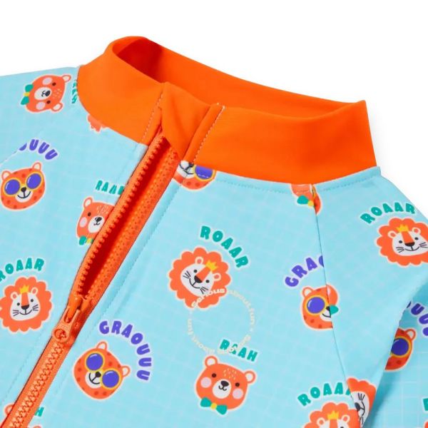 Combinaison bébé short anti-UV animal bleu UPF50+