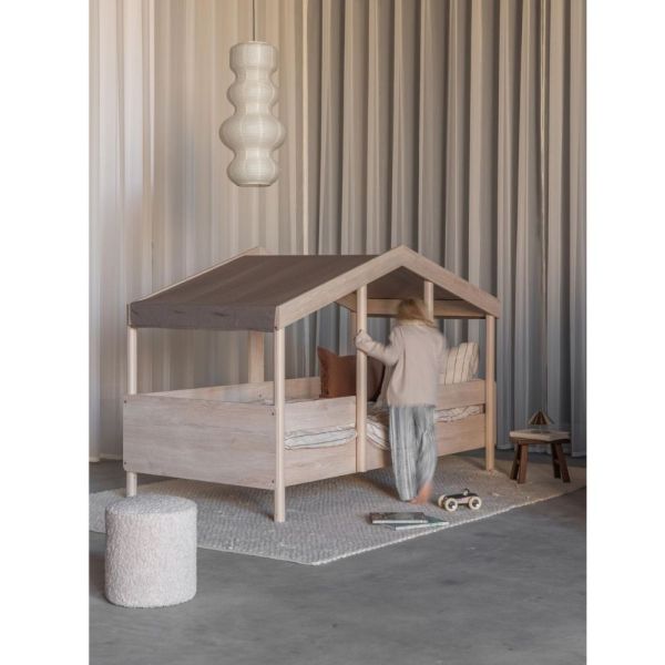 Pack lit cabane évolutif 90x200 cm avec toit Chocolat cottage