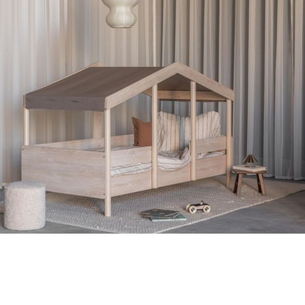 Pack lit cabane évolutif 90x200 cm avec toit Chocolat cottage