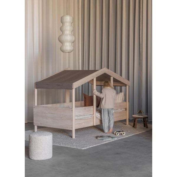 Pack lit cabane évolutif 90x200 cm avec toit Chocolat cottage