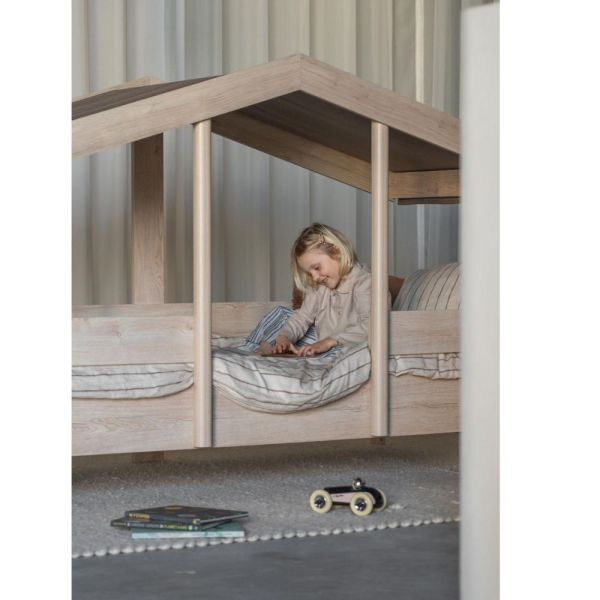 Pack lit cabane évolutif 90x200 cm avec toit Chocolat cottage