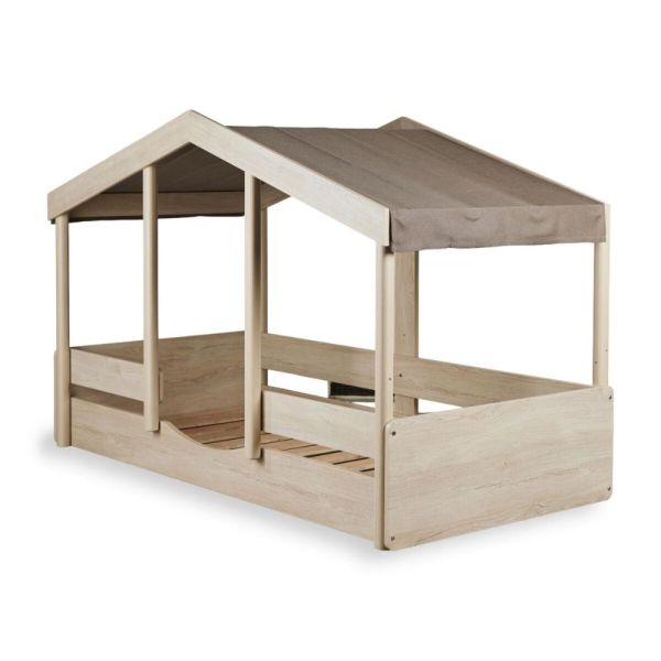 Pack lit cabane évolutif 90x200 cm avec toit Chocolat cottage