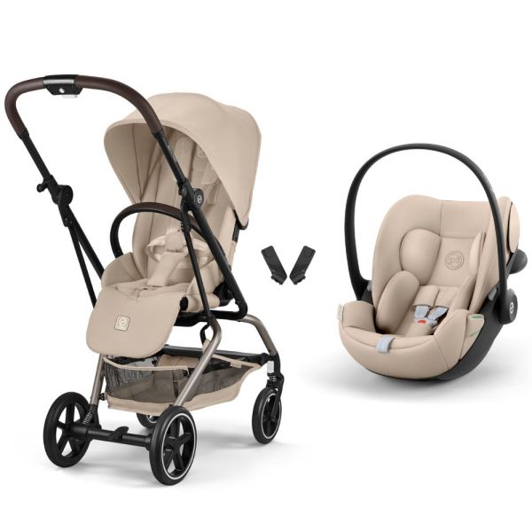 Poussette duo Eezy S Twist+ 2 pivotante Almond Beige avec siège auto Cloud G3 i-Size