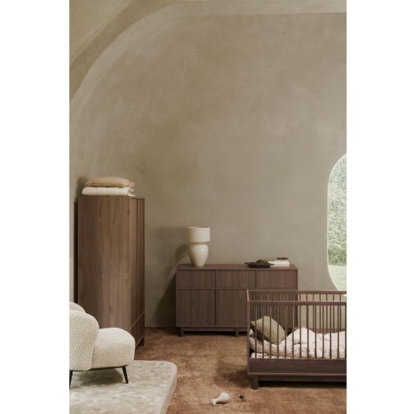 Chambre duo Kyo lit bébé évolutif 70 x 120 cm + commode XL - Walnut